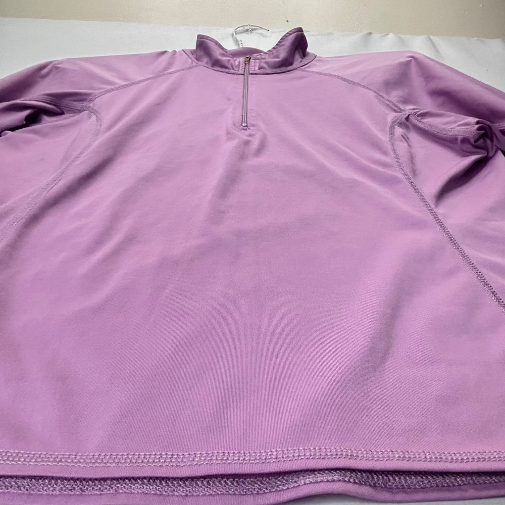 LL Bean Pullover Top Women L Purple Polyester Solid 1/4 Zip Thumbhole Activewear - Picture 4 of 10